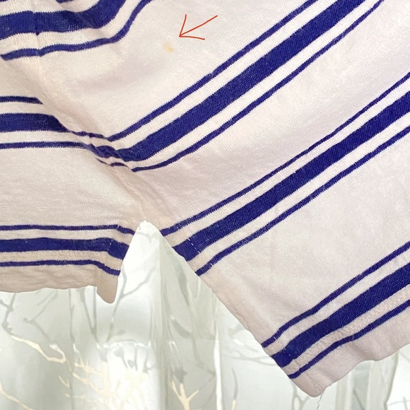 ZEGNA SPORT WHITE BLUE STRIPE PRINT V-NECK SHORT SLEEVE SHIRT - Picture 6 of 8